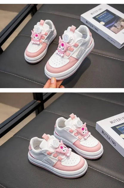Children's Cute Melody Casual Board Shoes Girl's Cartoon Sneakers Spring and Autumn New Kawaii Kuromi Anti Slip Soft Sole Shoes.