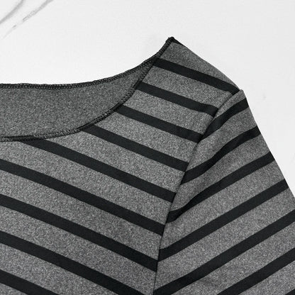 Spring Fall Women's New Japanese Basic Models Slim Long-Sleeved Striped t-Shirt Strapless Korean Street Style y2k Thin Tops.