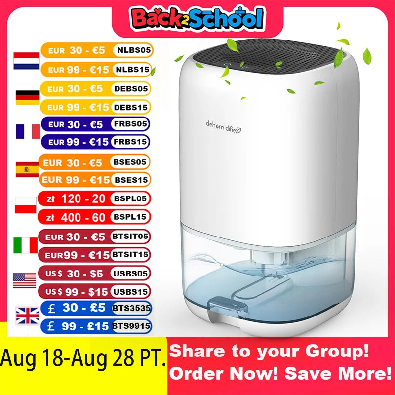 1000ML Air Dehumidifier for Bedroom Home Appliances with Air Filter  280 sq. ft Mini Portable Utral Quiet Auto Shut Off  Closet.