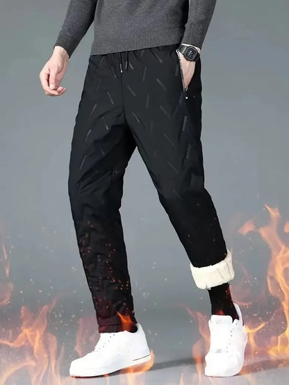 UETEEY Winter Thermal Fleece Pants Men Plush Lambswool Thicken Warm Waterproof Trousers Man Casual Windproof Joggers Sweatpants.