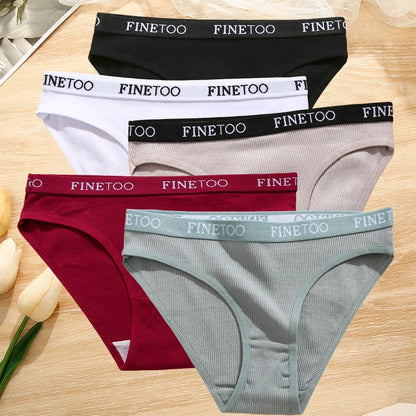5Pcs/Set Sexy Women' Cotton Pantys Comfort Letter Printed Woman Briefs Ladies Underpants Fashion Girls Waist Band Lingerie M-XXL.
