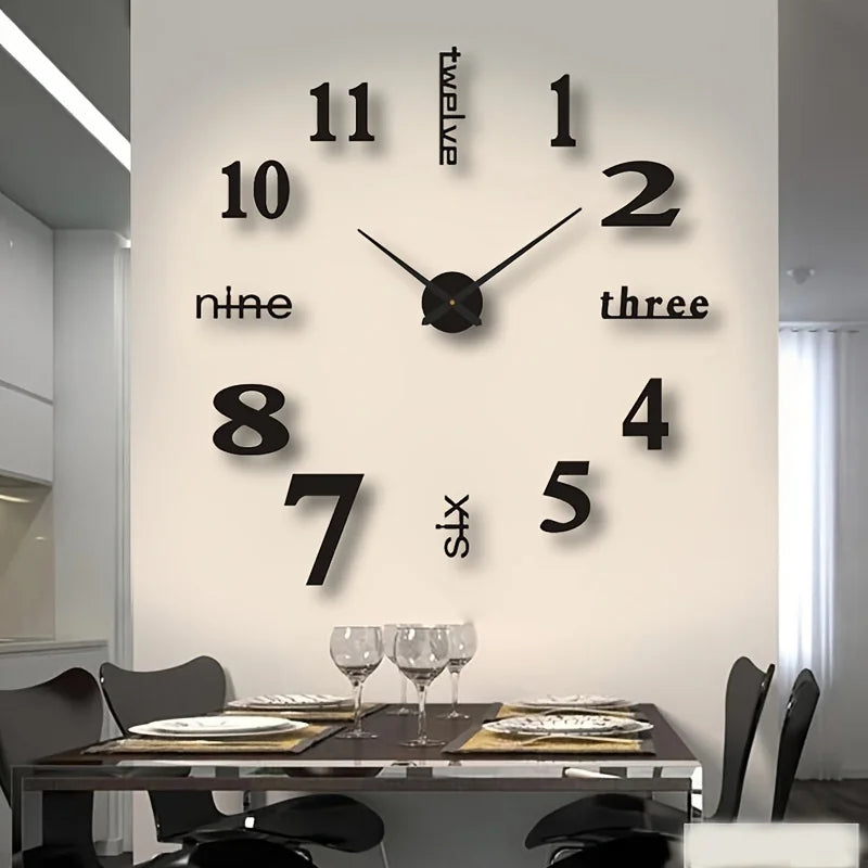 2023 Modernes Design, große Wanduhr, 3D-DIY-Quarzuhren, modische Uhren, Acryl-Spiegelaufkleber, Wohnzimmer, Heimdekoration, Horloge