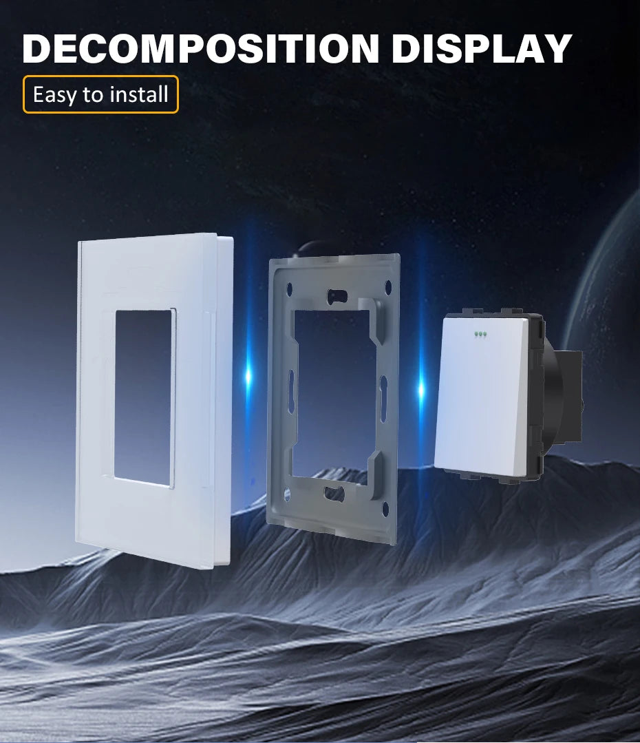 BSEED 1/2/3 Gang Wandschalter 2-Wege-Treppenlichtschalter Plus Typ-C USB-Buchse EU-Standard-Glasscheibe.