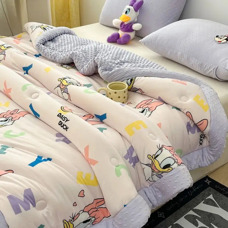 New Disney Anime Mickey Minnie Strawberry Bear Kawaii Hello Kitty Winter Thickened Single both bed Plush Soft Quilt Cute Cartoon.