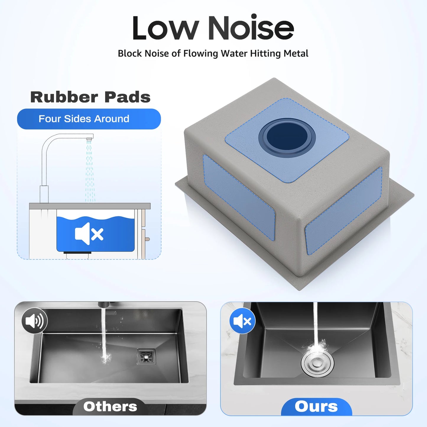 40 x 45 x 20 cm Küchenspüle-Set, Spüle aus Edelstahl 201 mit Abflusskorb und Seifenspender für Küchen, Badezimmer, Waschräume