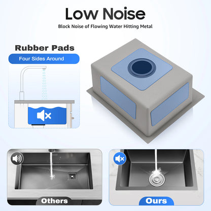 40 x 45 x 20 cm Küchenspüle-Set, Spüle aus Edelstahl 201 mit Abflusskorb und Seifenspender für Küchen, Badezimmer, Waschräume