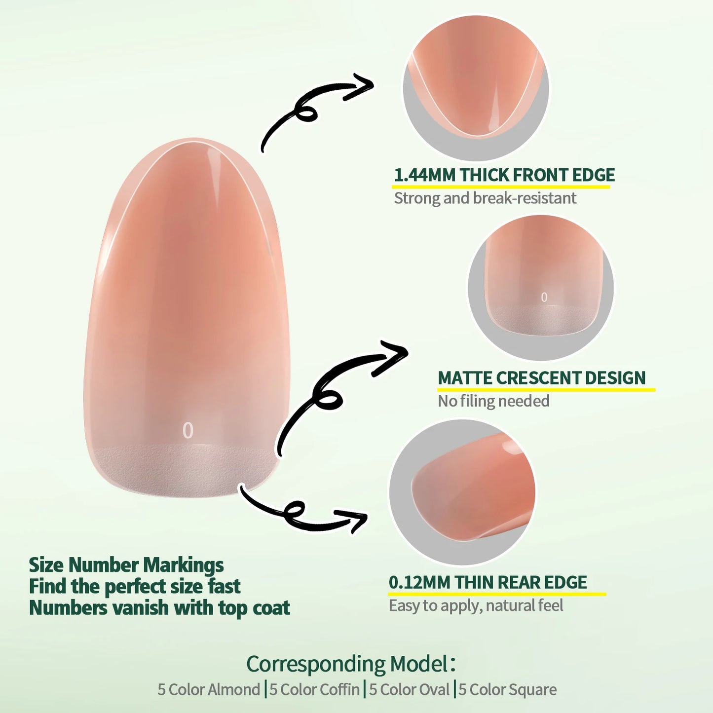 Nailpop 3-IN-1 Nude Natural Soft Nail Tips Set 140PCS Skin Tones Press on Nails Ultra-Fit Gel Nail Extensions Easy Manicure DIY.