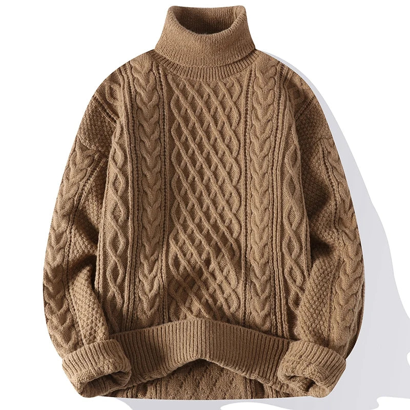 High Quality Mens Turtleneck Sweaters Pullover Solid Color Knitted Sweater Men Casual Pullovers Autumn Winter Warm Knitwear Man.