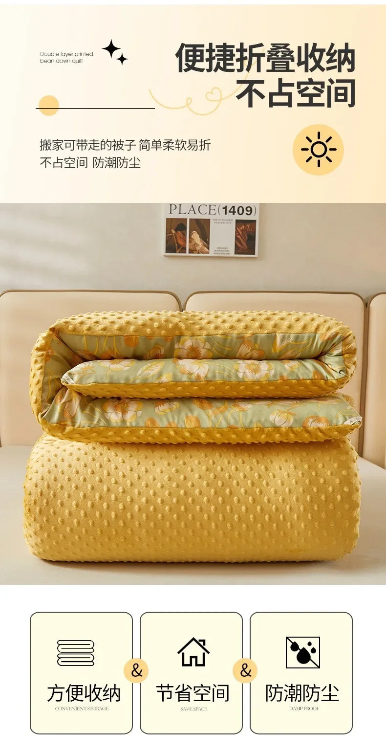 New A-class Retro Double Yarn Bean Velvet Winter Blanket Core, Fast Heating Warm Blanket, Four Seasons Spring and Autumn Quilt