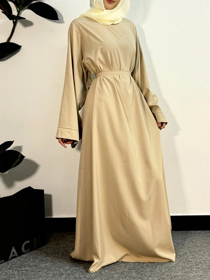 Muslim Abayas Women Kaftans Prayer Dress With Belt Full Sleeve Islamic Clothing Women Jilbabs Dubai Robe Ramadan Dresses.
