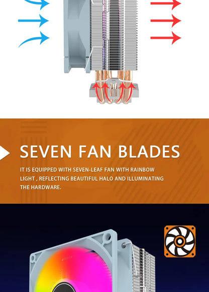 Aigo CPU Cooler 2 4 6 Heat Pipes PC Radiator Cooling 3PIN PWM Silent Rgb Fan For Intel  1700 1150 1155 1156 1366 AM2/AM3/AM4 AMD.