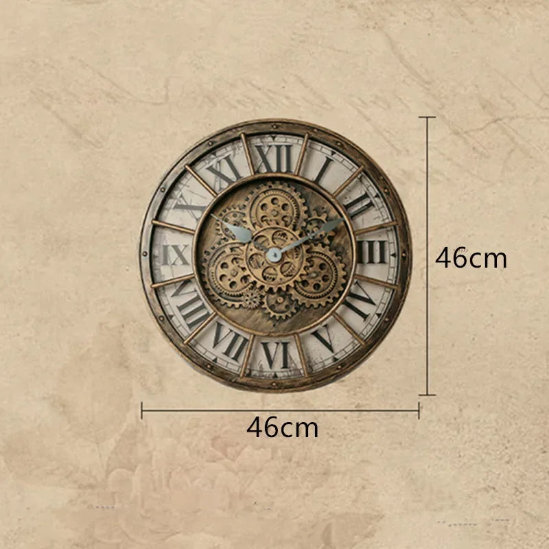 45 cm Luxus Kreative Wanduhr Vintage 3D Getriebe Rotierenden Design Kunst Wanduhr Hause Große Index Stille Schlafzimmer Dekoration uhr