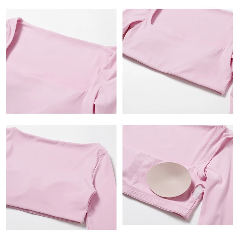 Hearuisavy Casual Quick Dry Sportswear Women Square Neck Gym Top Women Fitness Sports Crop Top Female Long Sleeve Yoga Clothing.