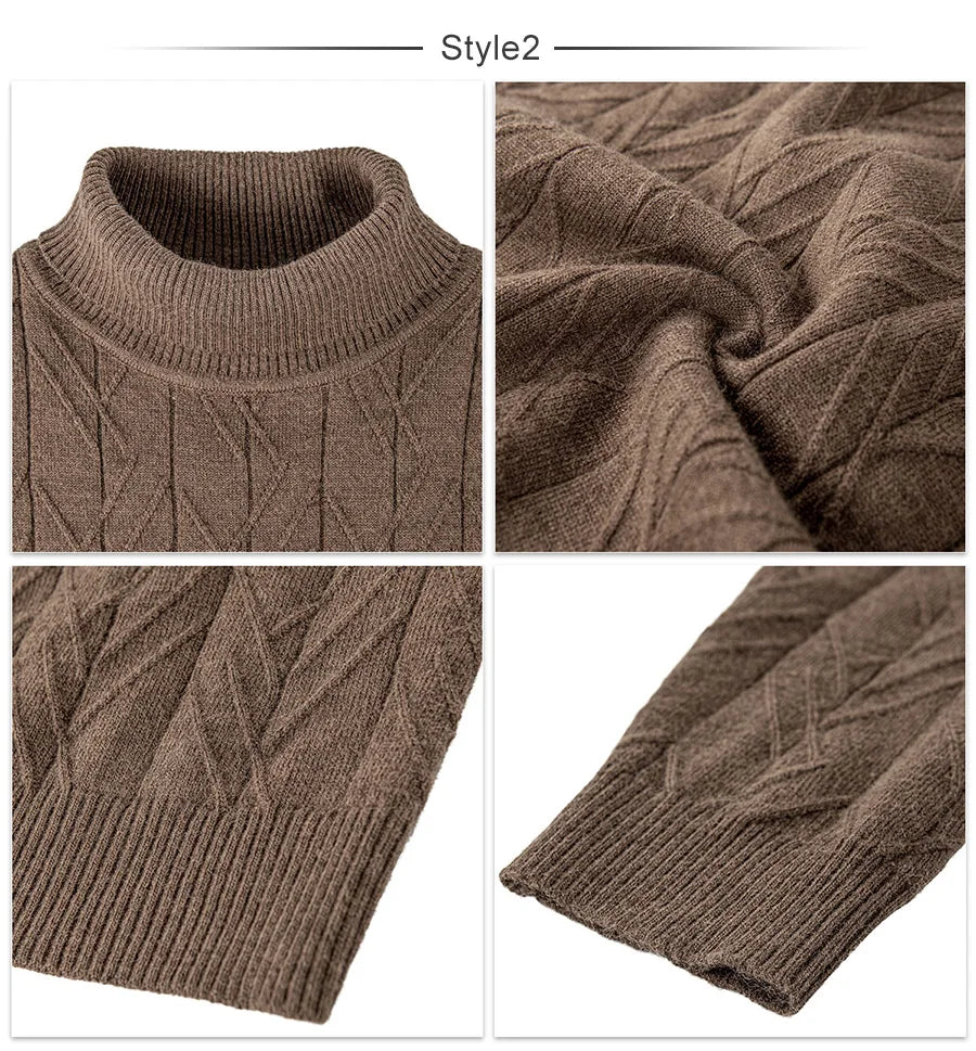 VOBOOM Men's Casual Slim Fit Basic Tops Knitted Lightweight Crewneck Twist Sweaters Turtleneck Pullover Sweater.