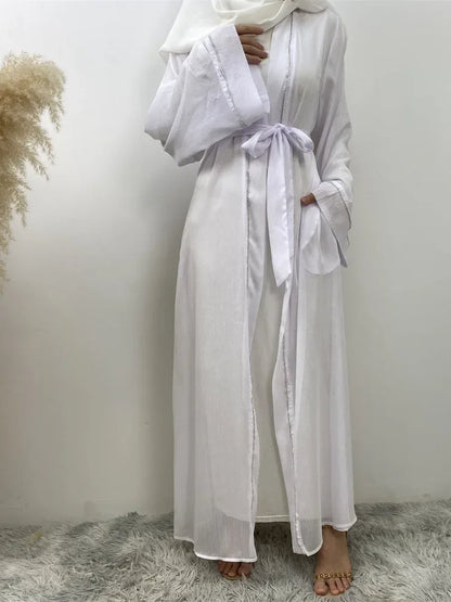 New Eid Ramadan Diamonds Open Kimono Abaya for Women Kaftan Muslim Dress Dubai Turkey Robe Islam Clothing Kebaya Caftan Jalabiya.