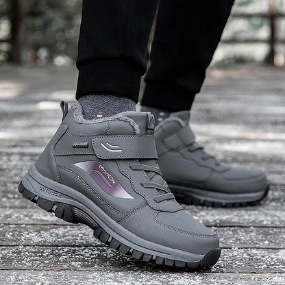 Unisex Winter Cotton Shoes Thick Soled Leather Warm Comfortable Snow Walking Casual Shoes Lightweight Outdoor High Top Boots.