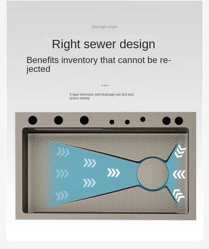 Digitalanzeige, Wasserfall, Einzelschlitz, Nano-Spüle aus Edelstahl 304, Geschirrspülen, Küche, multifunktionales Gemüsewaschbecken