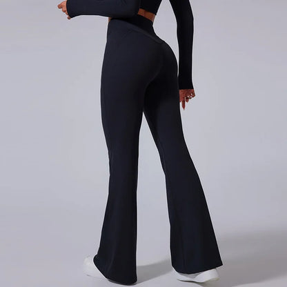 Cloud Hide Blue Sports Leggings Plus Size Long Yoga Pants Women Gym Fitness Running Flared Trousers High Waist Workout Tights