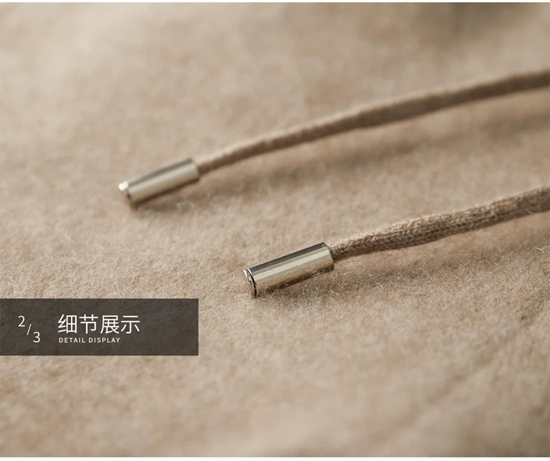 4PINK Thickened 100% Pure Cashmere Pants Men High Waist Knitted Wide Leg Pants Solid Color Lace Up Straight Pants Elastic Waist.