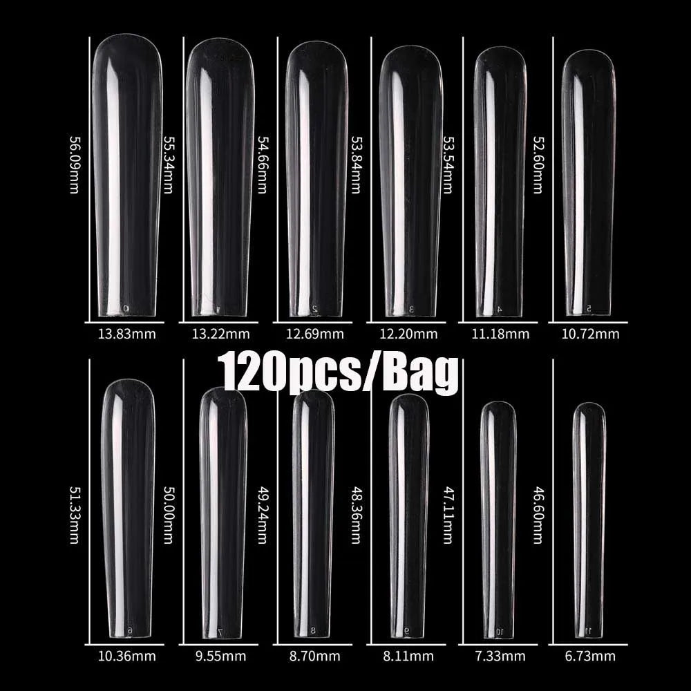 500/600pcs Long Pointed Fake Nail Tips Stiletto Half Cover French Acrylic UV Gel False Nail Extension Press On Nails Manic Tool