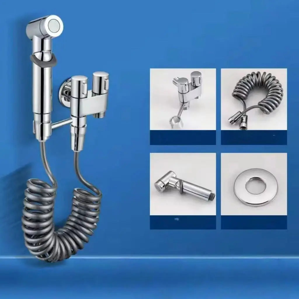 Handheld Bidet Sprayer for Toilet 1-In-2-Out Dual Control Valve Mini Gun gray Dual Control Faucet Hand Shower Bidet for Toilet