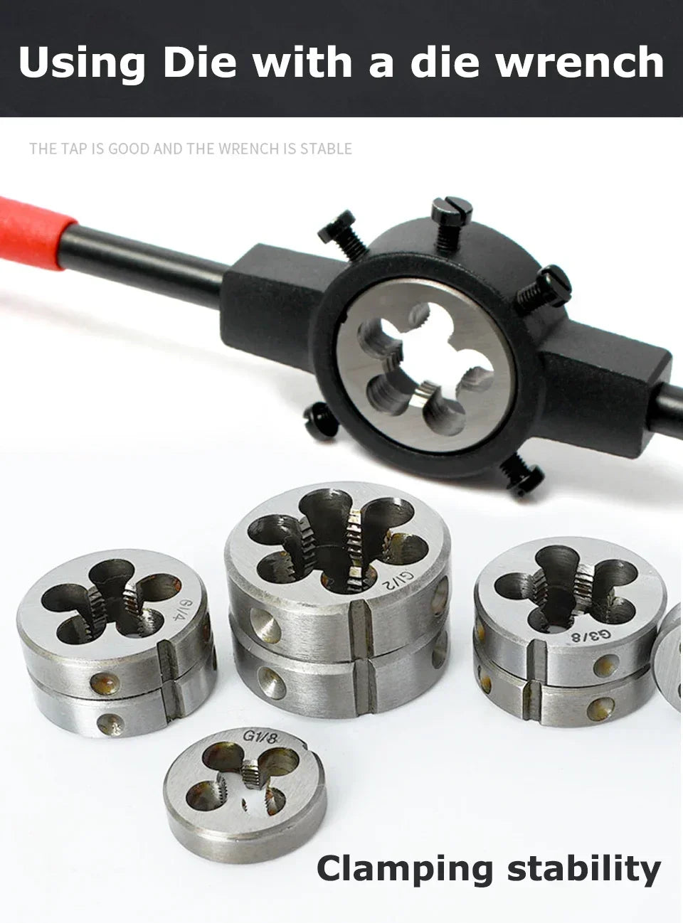 LOCO Rohrgewindeform, metrische runde Matrizen, G-Schneidwerkzeug für die rechte Hand, legierter Stahl, G1/16 G1/8 G1/4 G3/8 G1/2 G5/8 G3/4 G7/8 G1''