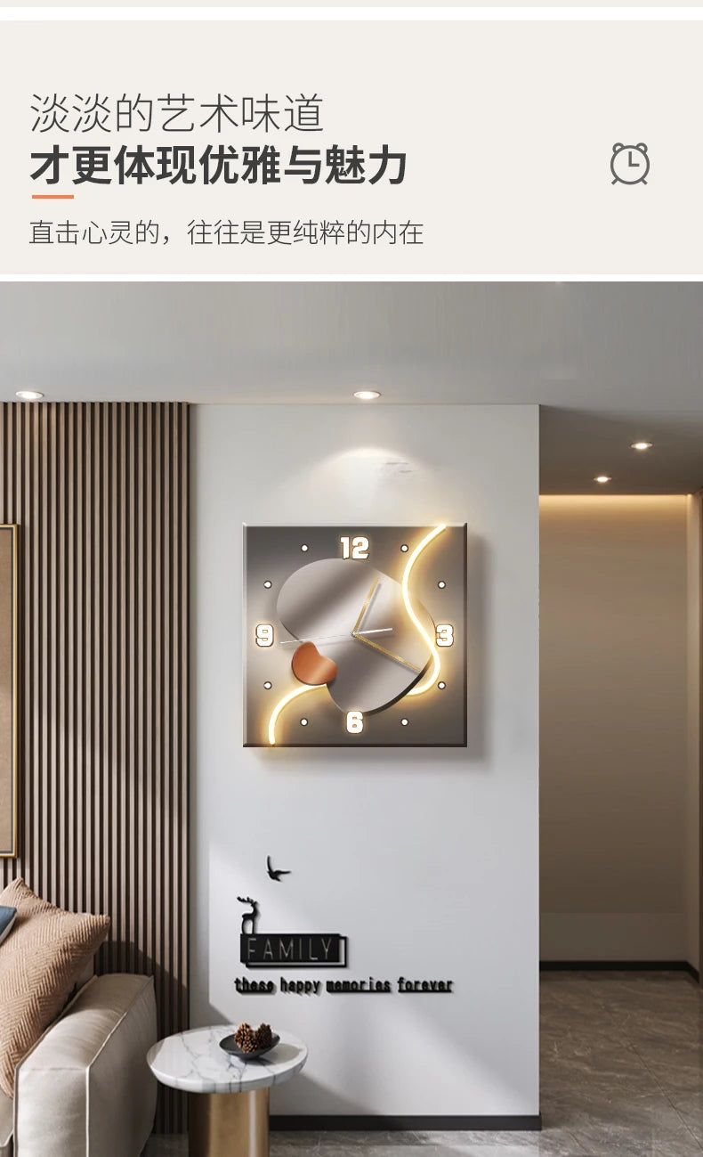 Stein zu laufen Wanduhr Wohnzimmer moderne Licht Luxus Dekoration Uhr hängen Wand leuchte High-End-Sinn Restaurant Uhr