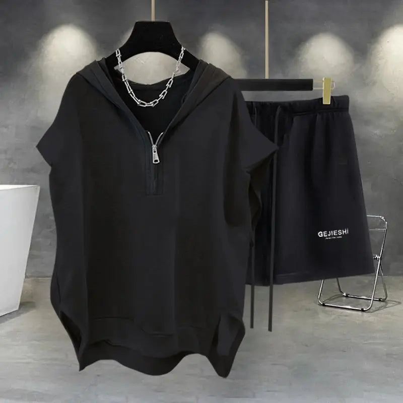 Korean Large Size Casual Sports Shorts Single Piece/suit Men Trend All-match Fashion Straight Leg Loose Half Pants Streetwear.