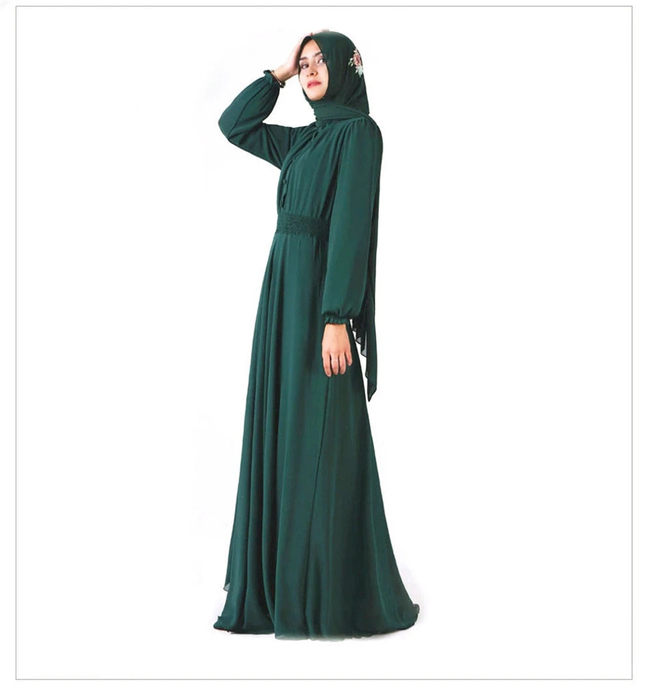 Ramadan Green Chiffon Abaya Damen Dubai Luxury Islam Muslim Dresses For Women Kebaya Kaftan Robe Musulmane Caftan Marocain Femme.