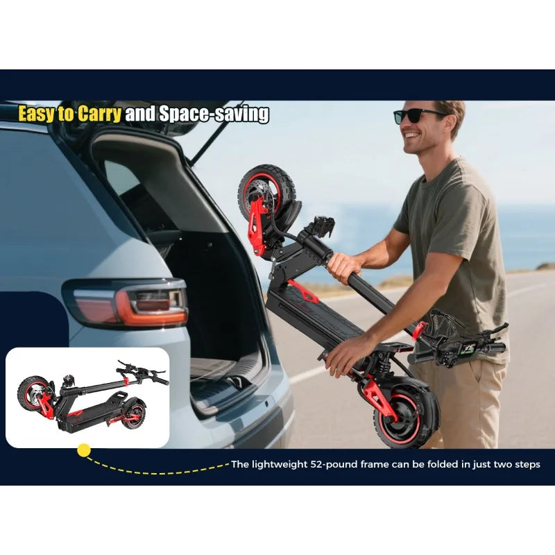 J15MAX Electric scooter 1600W powerful motor 48V18AH lithium battery foldable E scooter 10-inch tires adult off-road e-scooter.