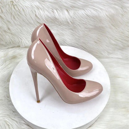 Brand Women Single Shoes 10CM 12CM Super High Heels Fashion Round Toe Stilettos Spring Autumn Female Daily Work Pumps Plus Size.