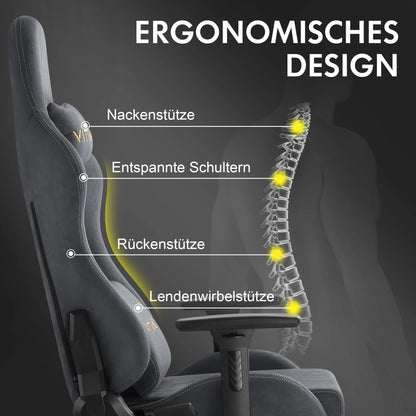 Marken-Gaming-Stuhl mit Fußstütze, Bürostuhl, ergonomische Lordosenstütze, höhenverstellbar, mit Wildleder-Liegestuhl für Damen und Herren