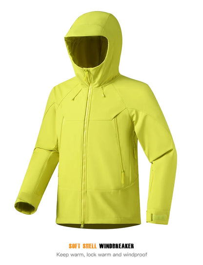 JNLN Men Women Waterproof Soft Shell Jacket Windproof Warm Fleece Rain Coat Unisex Hiking Climbing Trekking Outdoor Windbreaker