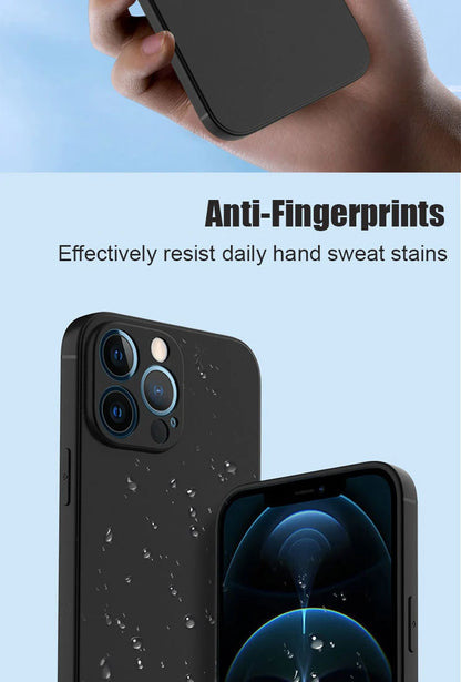 Luxury Black Silicone Matte Phone Case For iPhone 16 15 14 11 12 13 Pro Max 15 Plus 12 Mini 16E Xr X Xs Max Back Cover Soft Case.