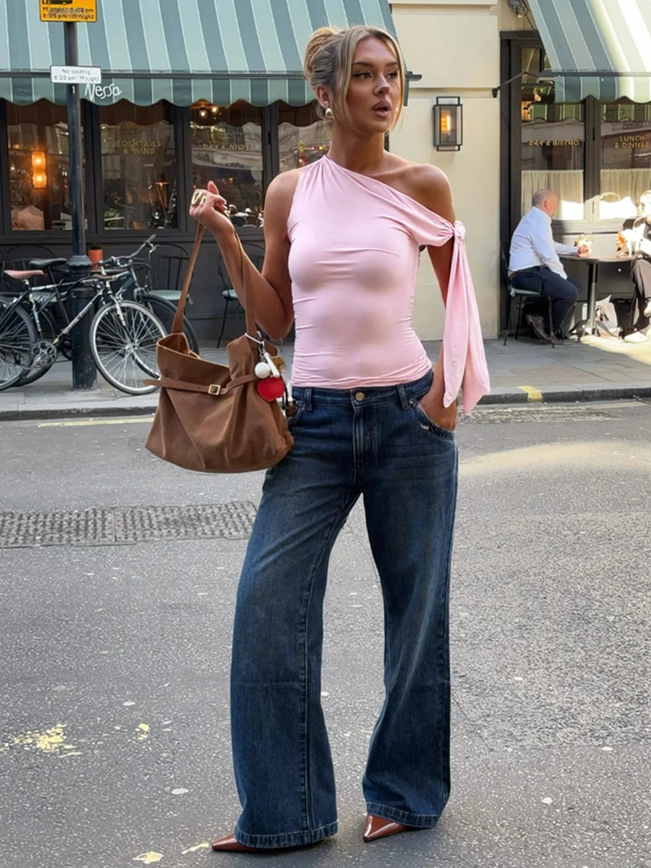 Dulzura Ladies Inclined Shoulder Sleeveless Slim Fit Lace Up Tank Top Solid Sexy Casual Y2K Top Party Club Street Summer Clothes.