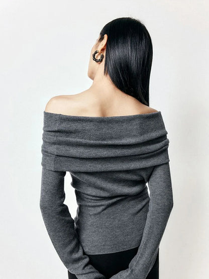 Slash Neck Pullover Frauen Tops Gestrickte Dünne Grundlegende Alle-spiel Sexy Elegante Off Schulter Herbst Winter Langarm Pullover weibliche