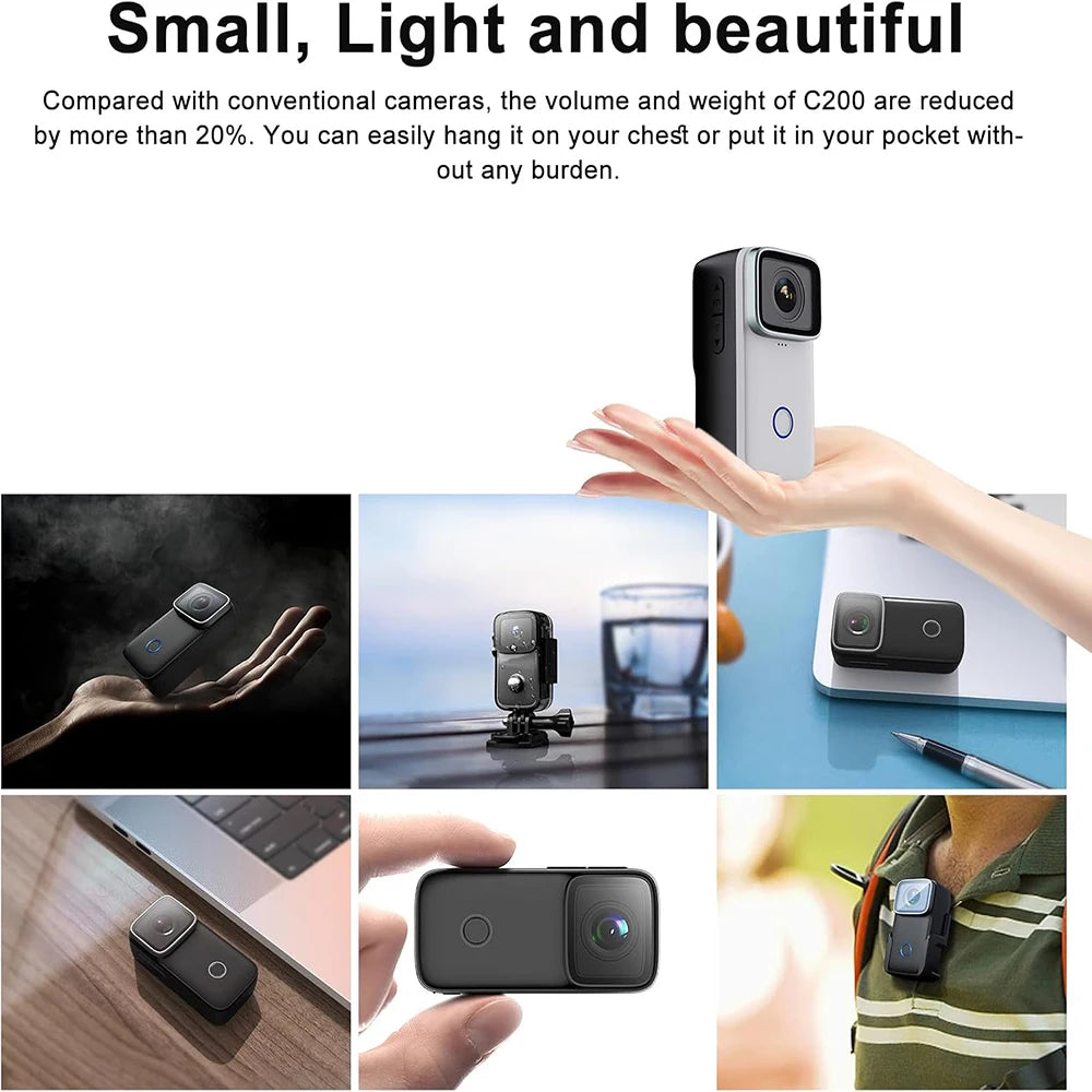 SJCAM C200 Pro 4K Action Camera with Portable Body 5M Waterproof FHD 6-Axis GYRO Video Body 5G WiFi Night Vision Sports DV.
