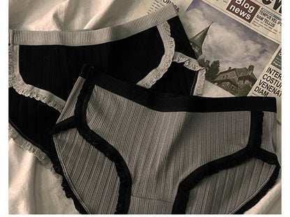 3Pcs/Set Cotton Panties Mid-Waist Women's Underwear Female Breathable Underpants Girls Solid Color Briefs Short Sexy Lingerie.