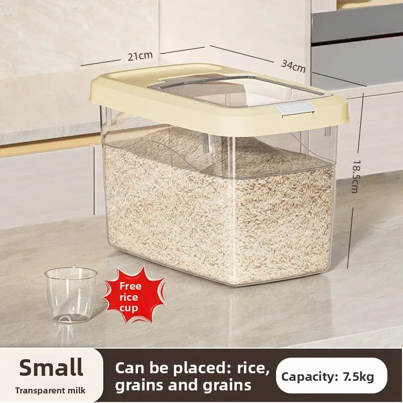 Food Grade Press to Open Seal Moisture Proof Insect Resistant Large Capacity Grain Storage Box Home Use Rice Tub for Grains.