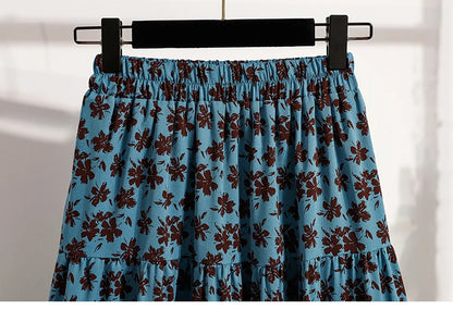 Zjaiss Autumn 2025 Floral Pleated A- Line Skirt Vintage Draped Elegant Chinese Style Women's Half-length Skirts With Lining