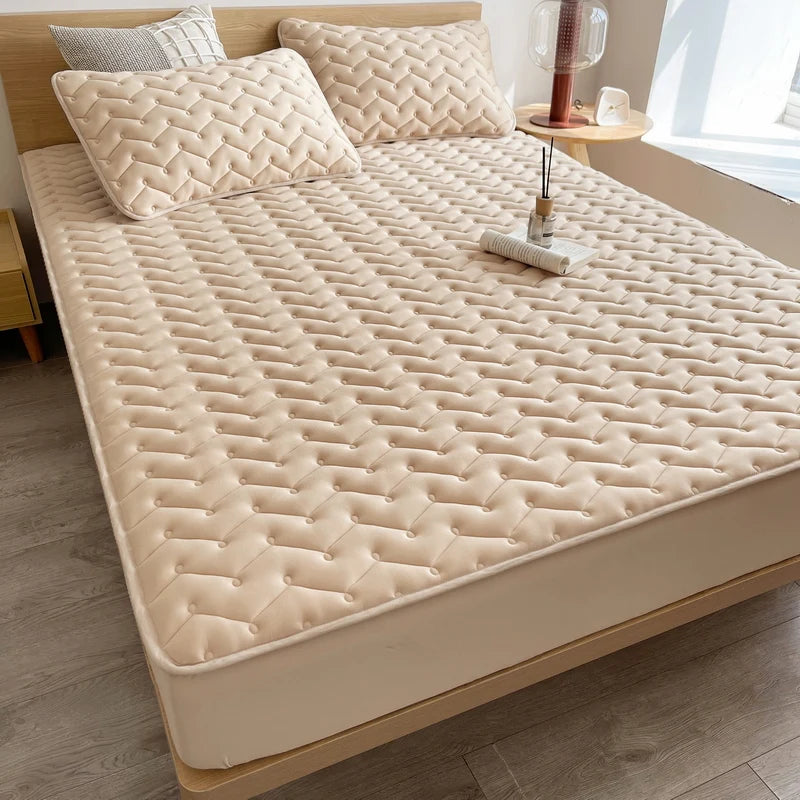 3pcs Waterproof Bedding Set 1pc Mattress Cover 2pcs Pillowcase Soft Comfortable Fitted Sheet Washable Durable Mattress Protector