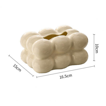 Luxury Tissue Boxes Marshmallow Ceramic Tissue Box Cream Tissue Holder Cover Napkin Holder Storage Box Home Living Room Decor.