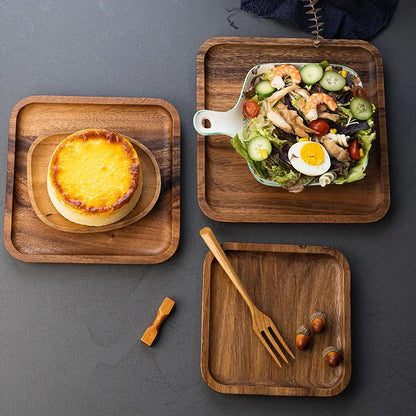 Square Wooden Serving Tray Hotel Style Ins round Corner Plate Wooden Material Jewelry Packaging And Display Tools.