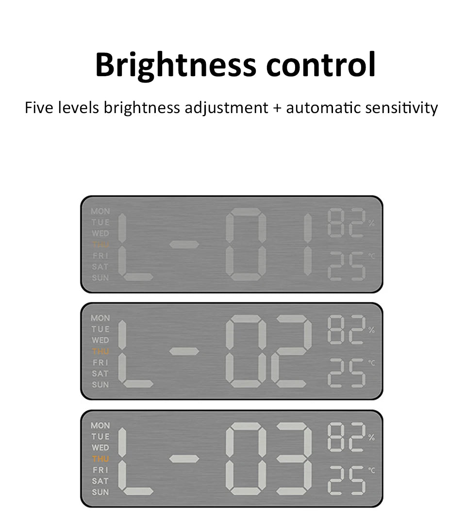Wanduhr mit Spiegel-Bürsten-Finish, Premium-Gefühl, geräuschlos, Wanduhr, Tischwecker, Temperaturanzeige, Schlafzimmer, Büro, Wohnzimmer, Dekoration