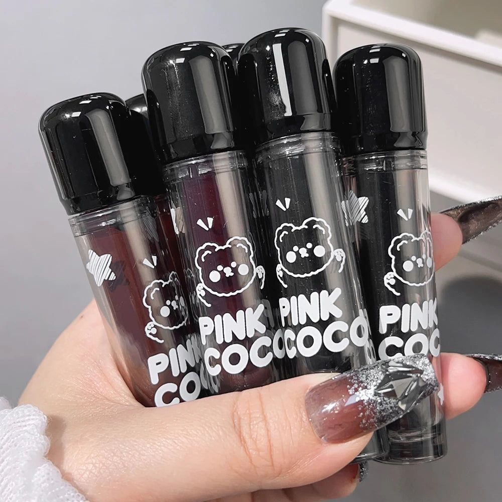 Dark Black Mirror Water Lip Gloss Moisturizing Juice Glass Tea Brown Red Lipsticks Lasting Non-stick Cup Korean Makeup Cosmetics.