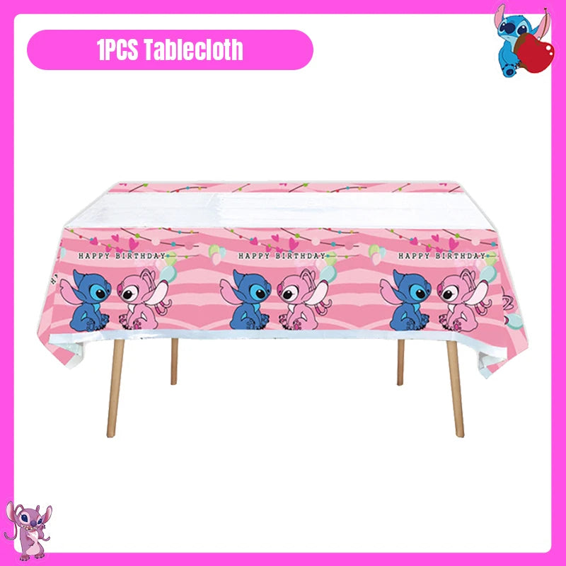 Disney Lilo und Stitch Party Dekoration Geschirr rosa Stitch alles Gute zum Geburtstag Party Thema liefert Ballon Hintergrund Tasse Teller.