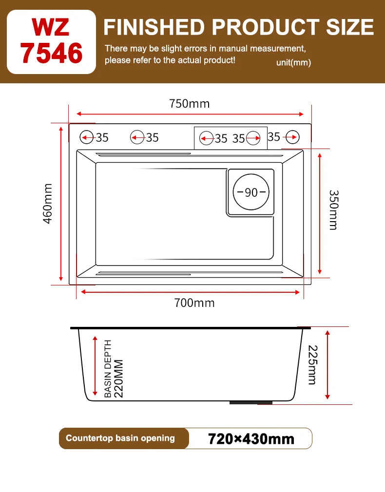 Golden Stainless Steel Kitchen Sink Waterfall Outlet Large Single Sink Digital Display Dishwashing and Vegetable Sinks