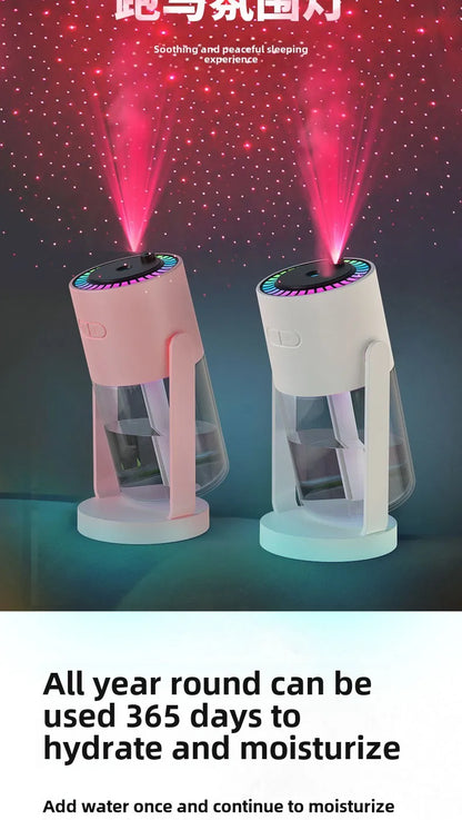 Air Humidifier Portable Humidifier with Rotating Mist & Starry Light USB Car Humidifier Smart Humidifier for Home Office Travel.
