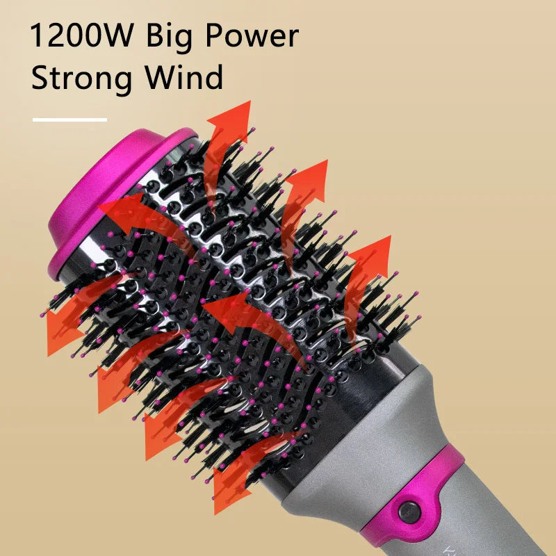 Hot Air Hair Brush Kinseibeauty 2 In 1 Hair Dryer Styling Brush Negative Iron Generator Curling Straight 1200W Hair Dryer.