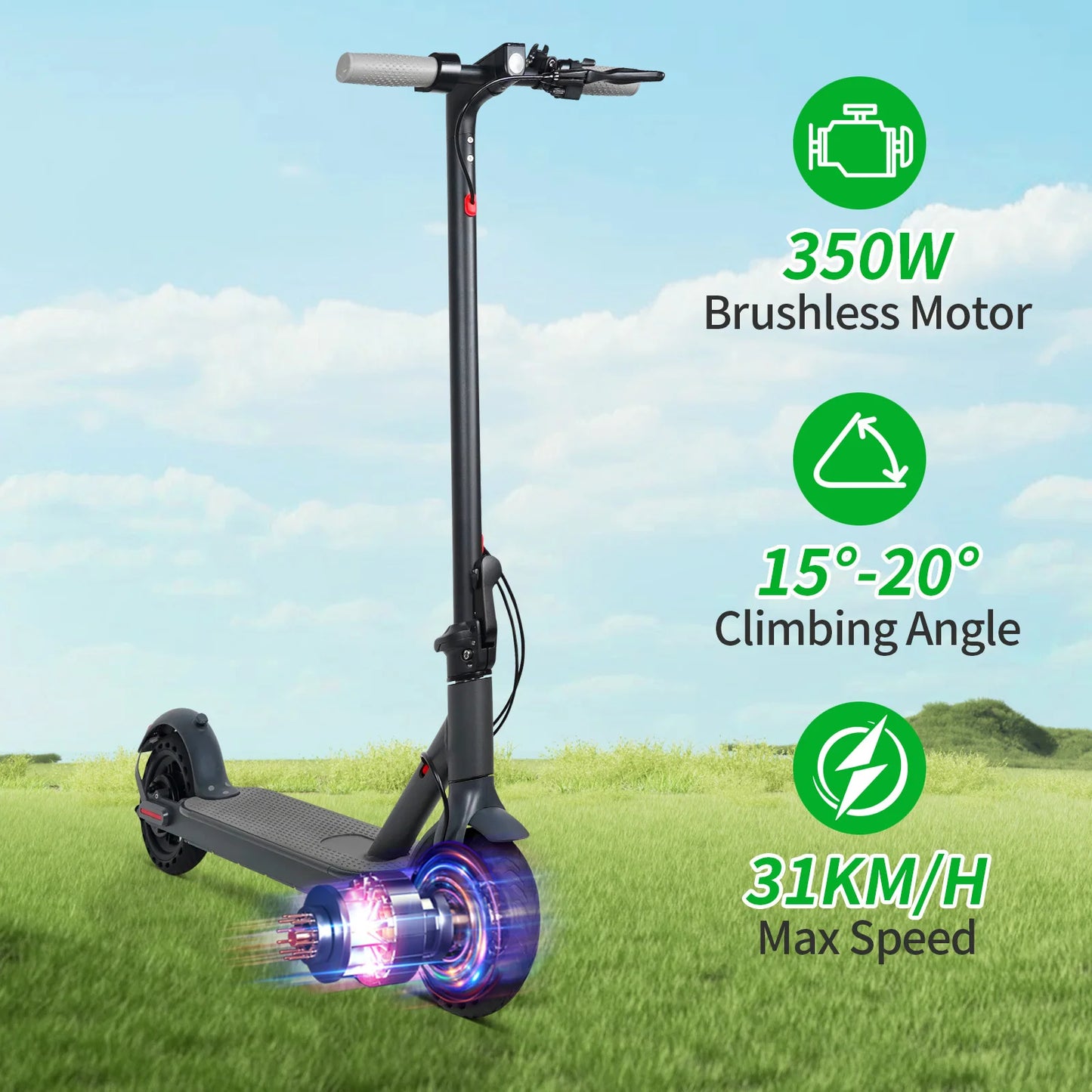 ATSANT TS07 Electric Scooter 600W 36V 10.5ah 31KM/H 35KM Long Range 8.5Inch Tyres with Shock Absorption Turn Signal Escooter